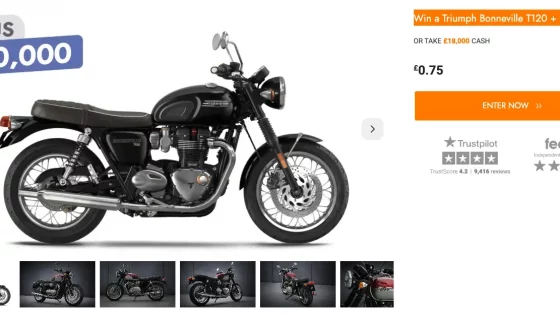Win A Triumph Bonneville T120 + £10,000 With Botb Competitions